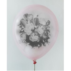 Pink - Black Rose Design Printed Balloons